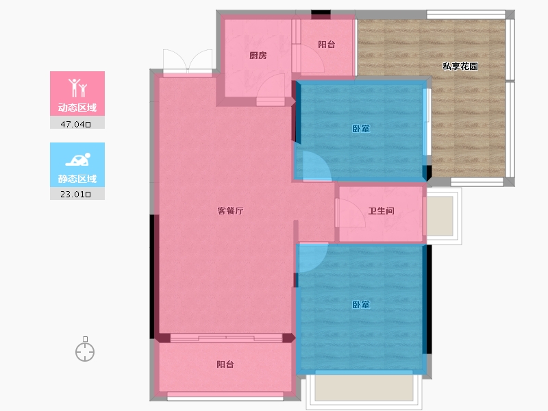 贵州省-贵阳市-益华湖湾-75.36-户型库-动静分区