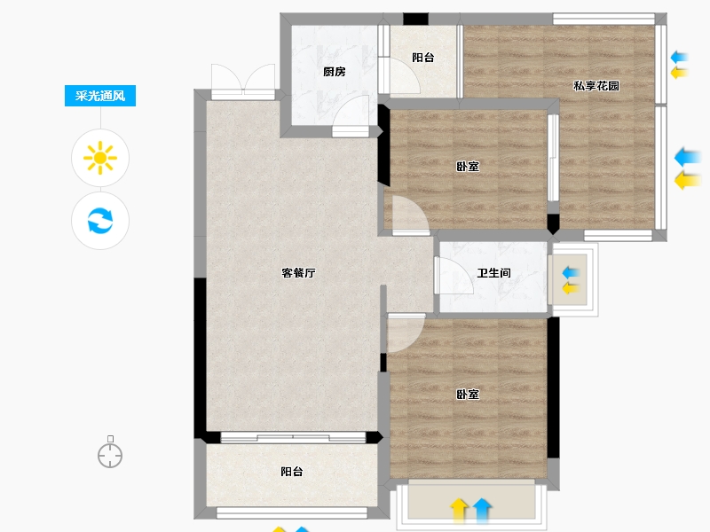 贵州省-贵阳市-益华湖湾-75.36-户型库-采光通风