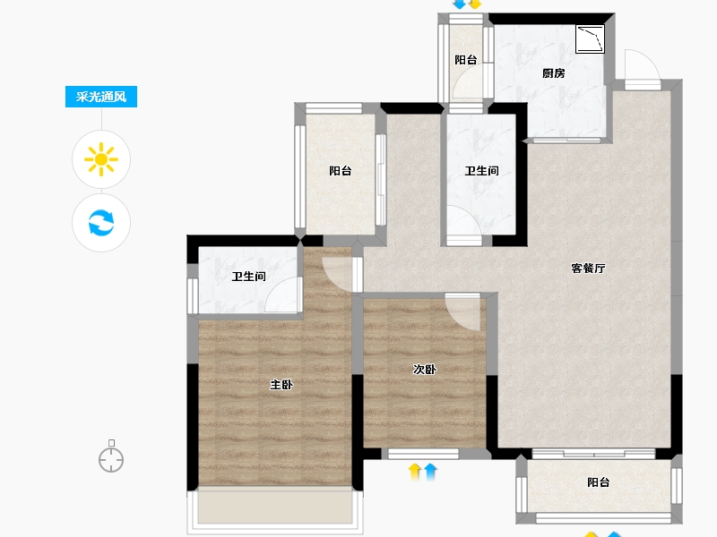 四川省-成都市-奥园玖俪湾-81.57-户型库-采光通风