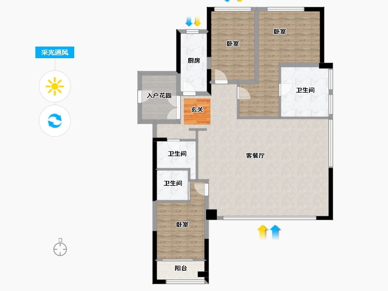 四川省-成都市-麓府·公馆-132.30-户型库-采光通风