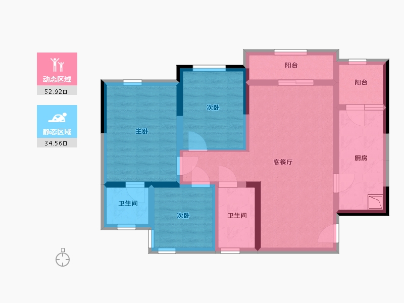 四川省-宜宾市-远达第一城-76.02-户型库-动静分区