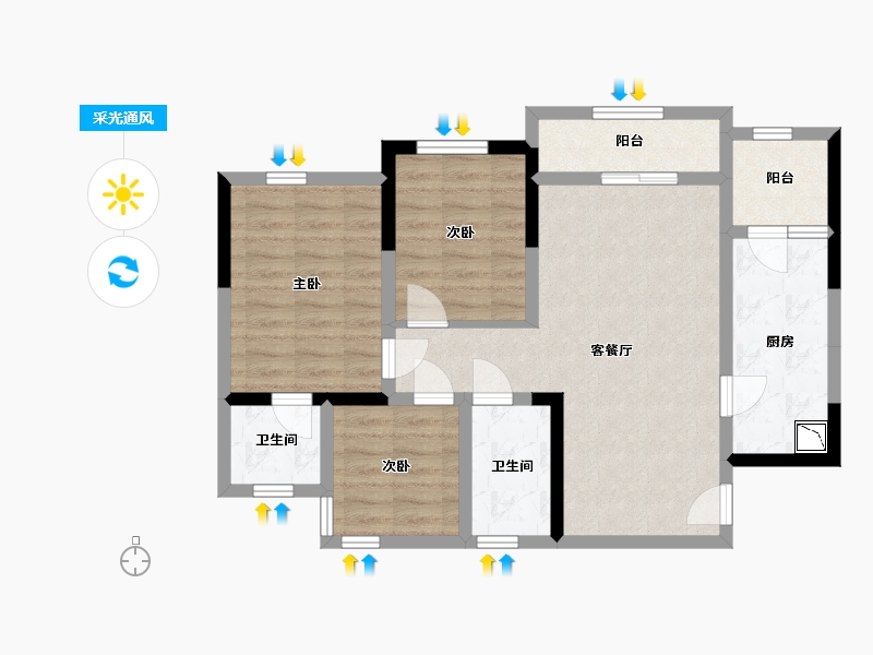 四川省-宜宾市-远达第一城-76.02-户型库-采光通风