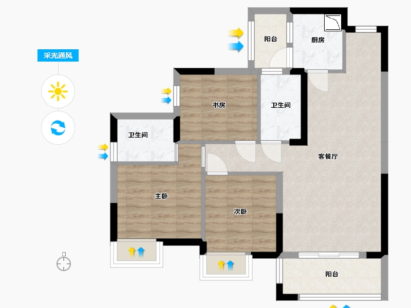 贵州省-贵阳市-温泉御景外滩壹号-73.52-户型库-采光通风