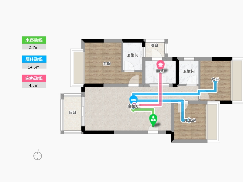 四川省-成都市-西双楠漫里-65.39-户型库-动静线