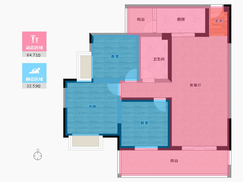 四川省-成都市-吉祥湾-85.82-户型库-动静分区