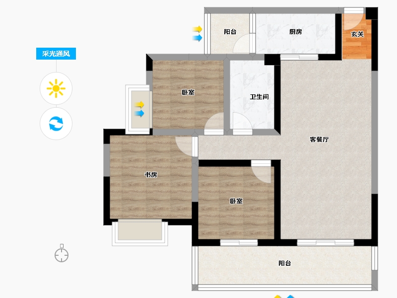 四川省-成都市-吉祥湾-85.82-户型库-采光通风