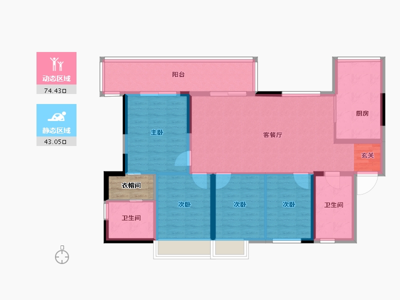 四川省-成都市-绿洲国际金座-108.81-户型库-动静分区