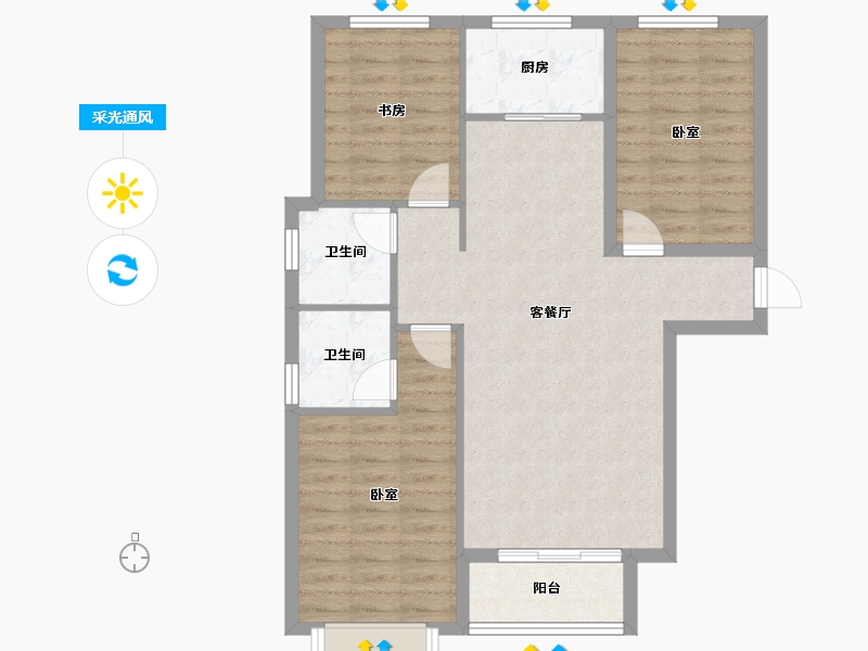 河北省-石家庄市-春熙雅园-84.13-户型库-采光通风