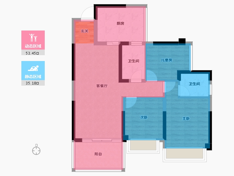 四川省-成都市-绿洲国际金座-78.57-户型库-动静分区