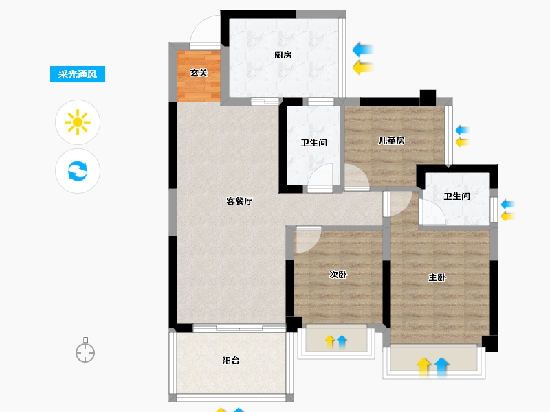 四川省-成都市-绿洲国际金座-78.57-户型库-采光通风