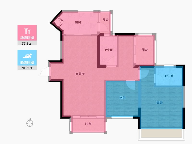 四川省-成都市-奥园玖俪湾-74.16-户型库-动静分区