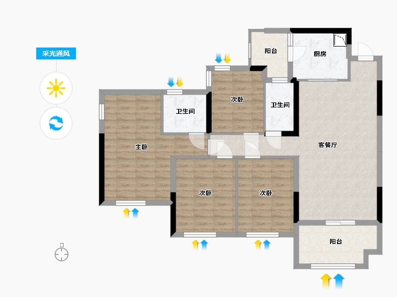 四川省-宜宾市-邦泰·白沙鹭岛（西区）-108.99-户型库-采光通风