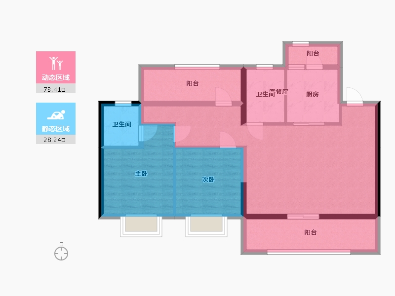 四川省-宜宾市-碧桂园·时代之光-90.49-户型库-动静分区