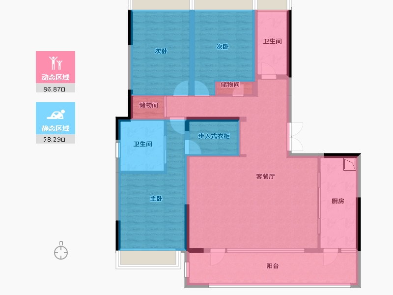 四川省-成都市-武侯金茂府-130.20-户型库-动静分区