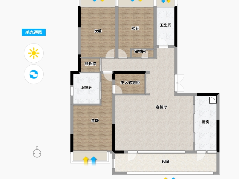 四川省-成都市-武侯金茂府-130.20-户型库-采光通风