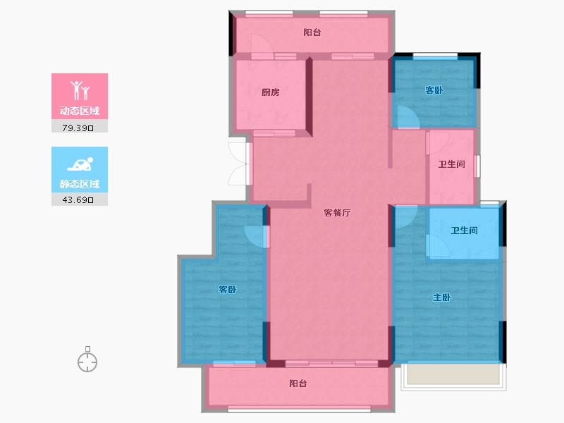 贵州省-遵义市-金科白鹭湖-110.63-户型库-动静分区