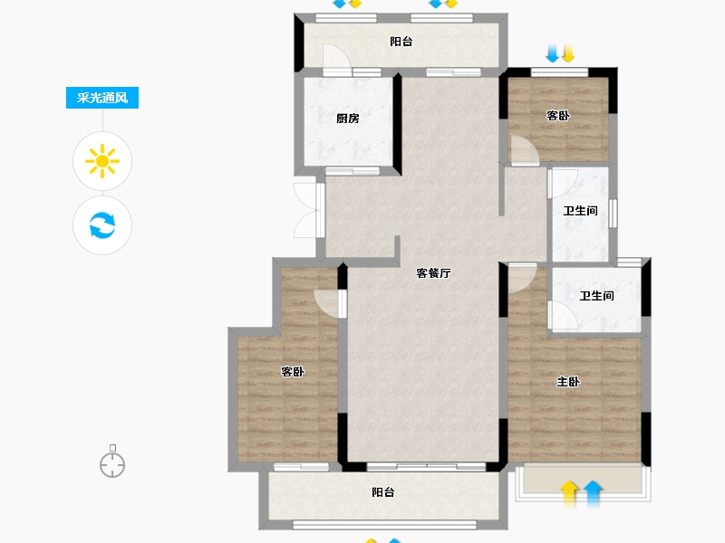 贵州省-遵义市-金科白鹭湖-110.63-户型库-采光通风