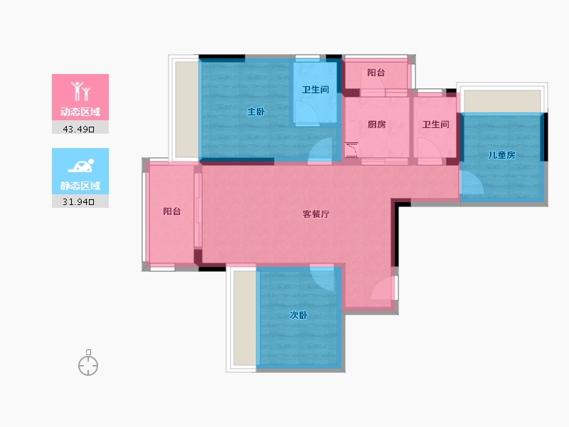 四川省-成都市-西双楠漫里-65.84-户型库-动静分区