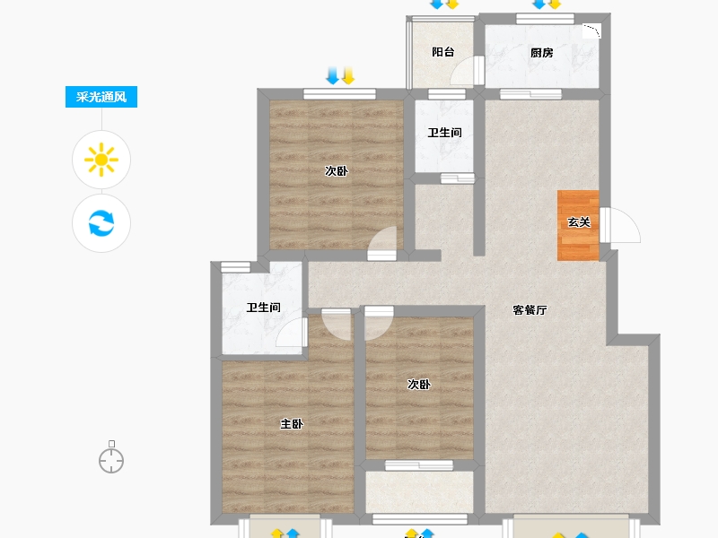 河北省-石家庄市-智慧健康城-75.00-户型库-采光通风