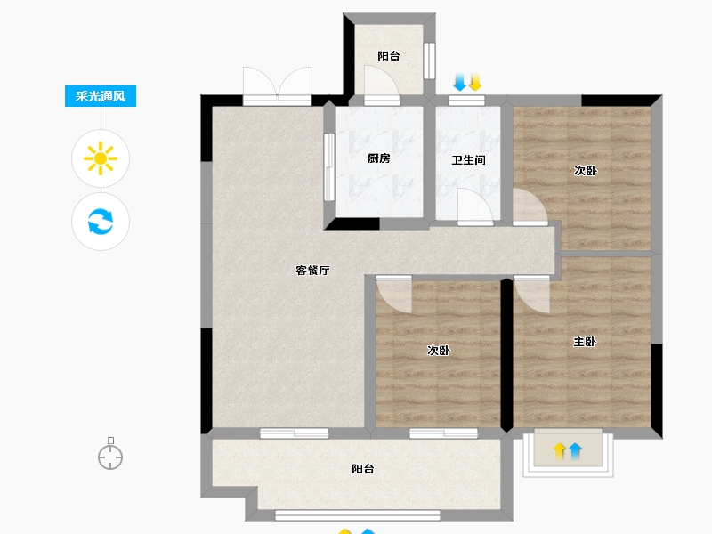 四川省-宜宾市-凤凰谷别院-76.88-户型库-采光通风