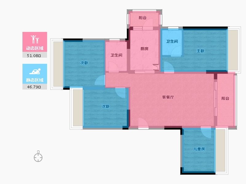 四川省-成都市-西双楠漫里-86.49-户型库-动静分区