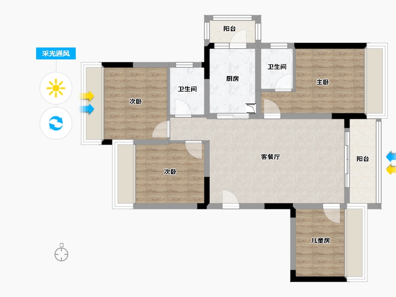 四川省-成都市-西双楠漫里-86.49-户型库-采光通风