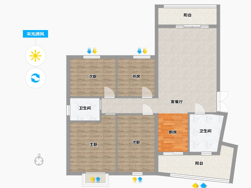 贵州省-贵阳市-城南枫竹苑熙苑-108.65-户型库-采光通风