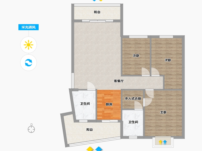 贵州省-贵阳市-城南枫竹苑熙苑-106.56-户型库-采光通风