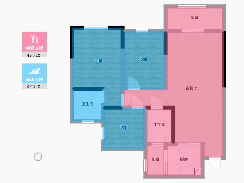 四川省-宜宾市-远达第一城-75.79-户型库-动静分区