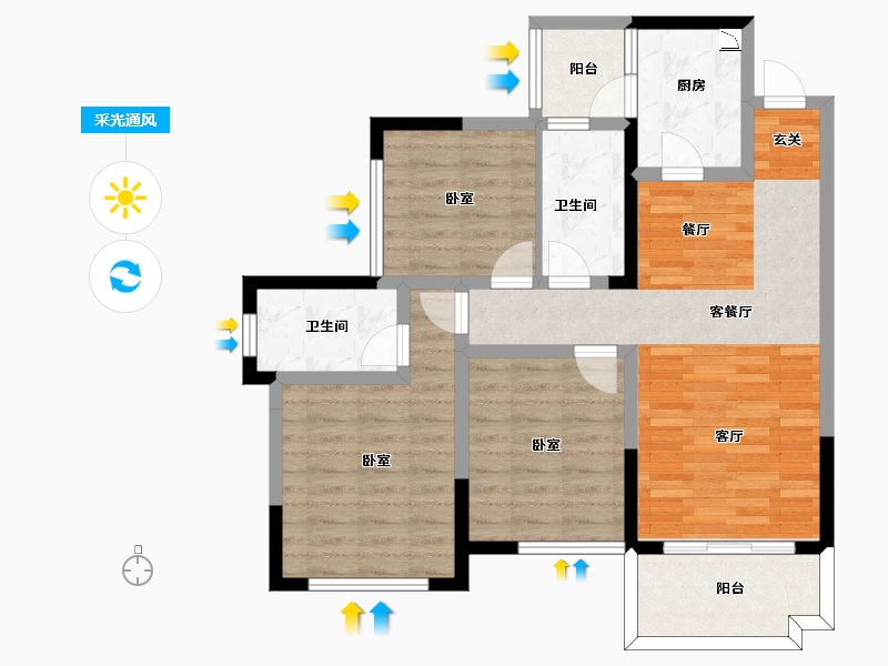 四川省-成都市-隆腾凌云府-83.59-户型库-采光通风