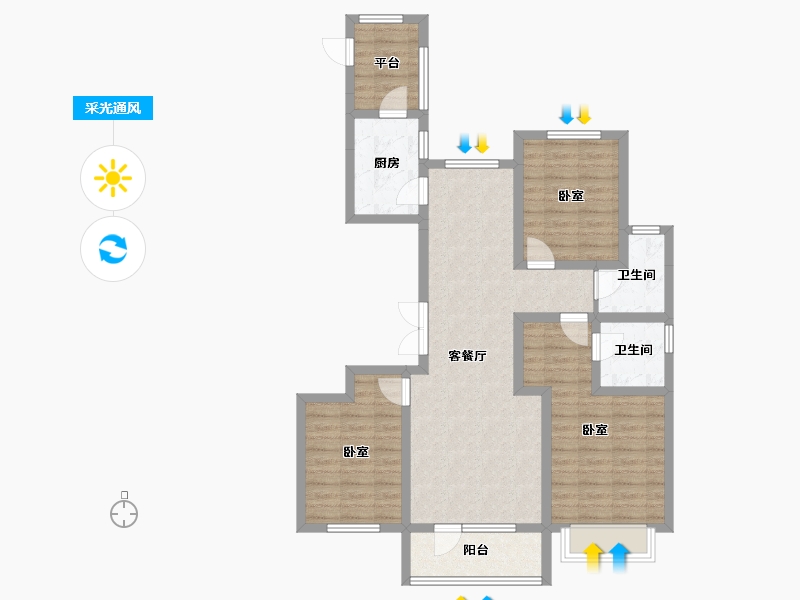 河北省-石家庄市-唐宫原著名邸-92.24-户型库-采光通风