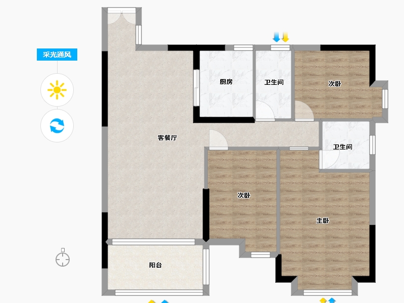 贵州省-贵阳市-鸿基君临天下三期-99.62-户型库-采光通风