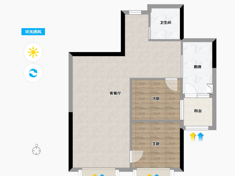 贵州省-贵阳市-祥源馨月港-69.76-户型库-采光通风