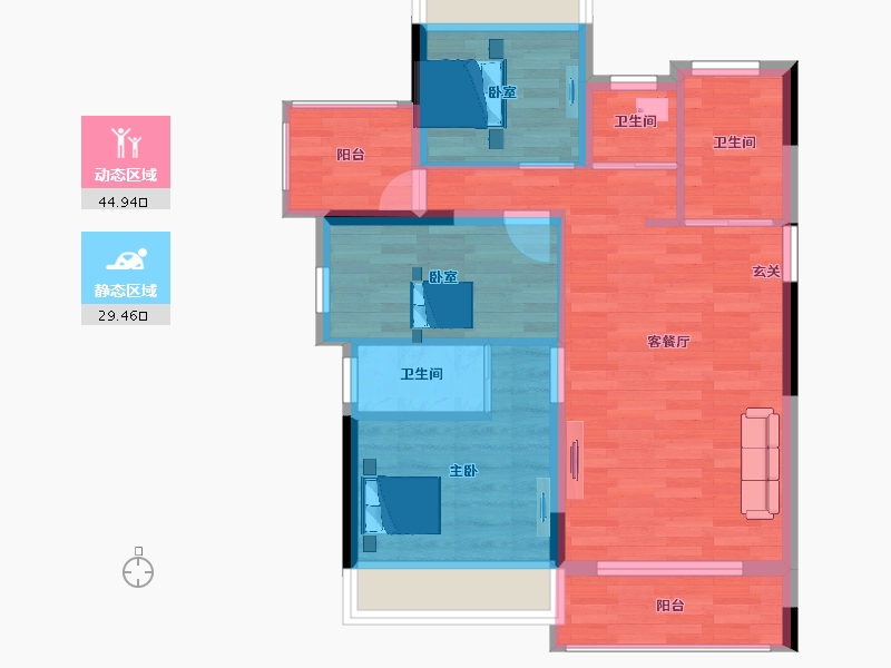 广西壮族自治区-柳州市-联发滨江壹号-66.86-户型库-动静分区