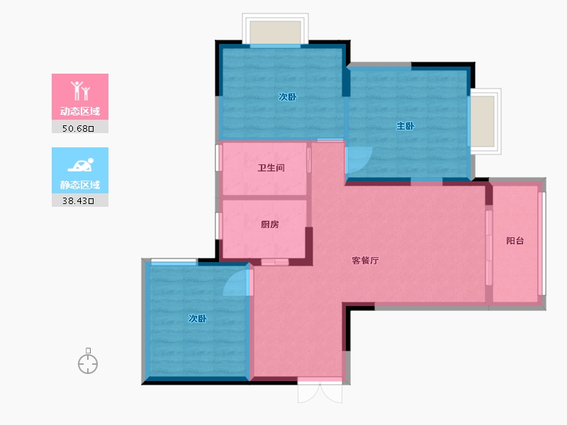 贵州省-贵阳市-鸿基君临天下三期-80.10-户型库-动静分区