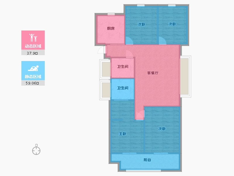 浙江省-湖州市-万固尚溪府-88.09-户型库-动静分区