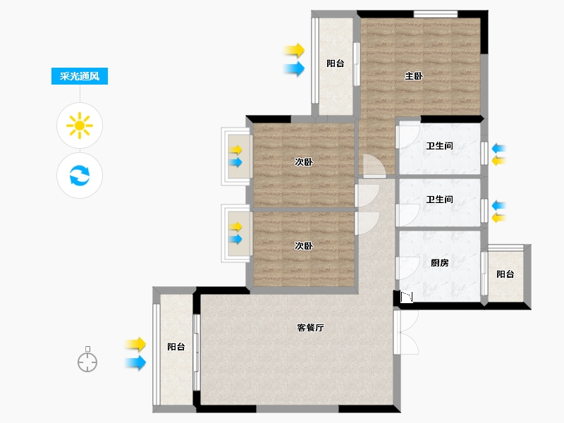 贵州省-贵阳市-鸿基君临天下三期-96.00-户型库-采光通风