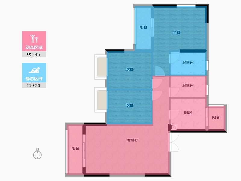 贵州省-贵阳市-鸿基君临天下三期-96.00-户型库-动静分区