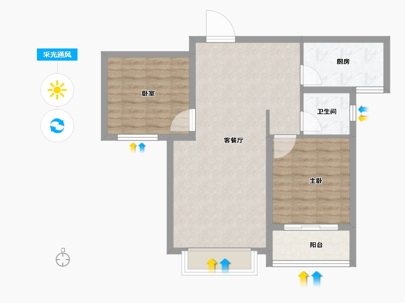 河北省-石家庄市-帝华御锦苑-65.49-户型库-采光通风