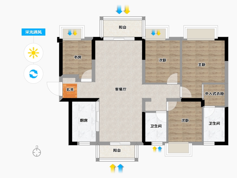 四川省-成都市-新城金樾华府-88.51-户型库-采光通风