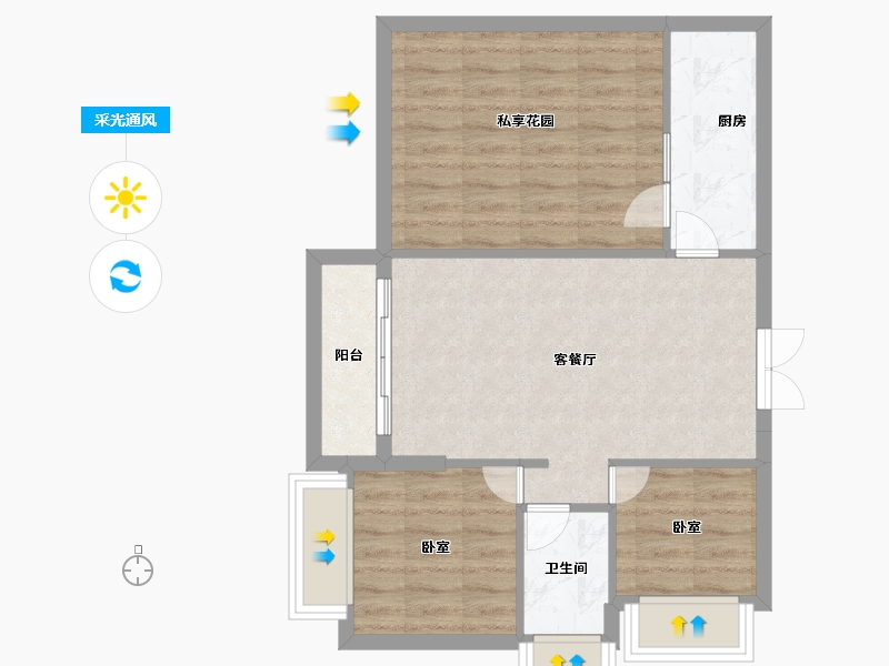 贵州省-贵阳市-益华湖湾-63.36-户型库-采光通风