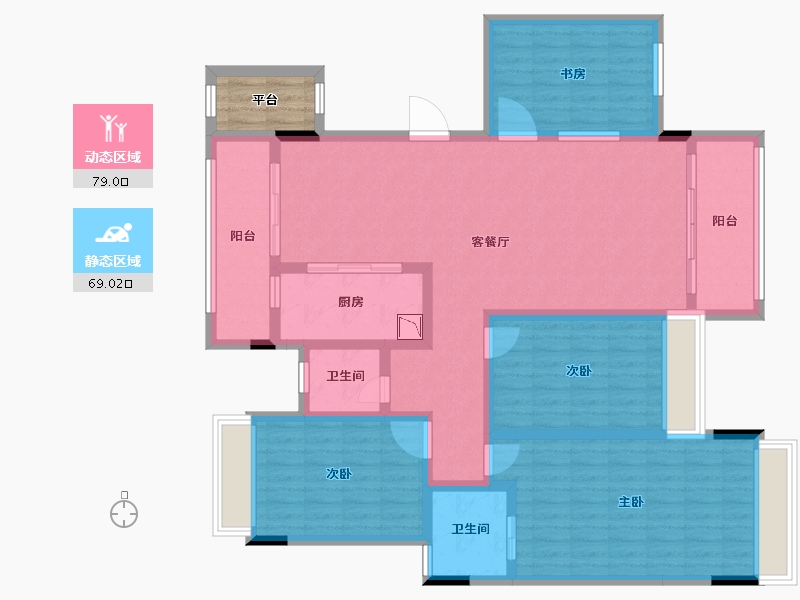 贵州省-遵义市-东都金麟府-135.85-户型库-动静分区