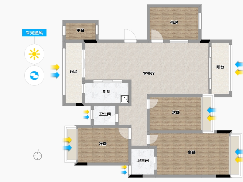 贵州省-遵义市-东都金麟府-135.85-户型库-采光通风