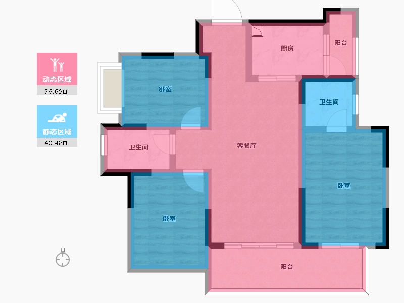 四川省-成都市-融创九天一城-85.25-户型库-动静分区