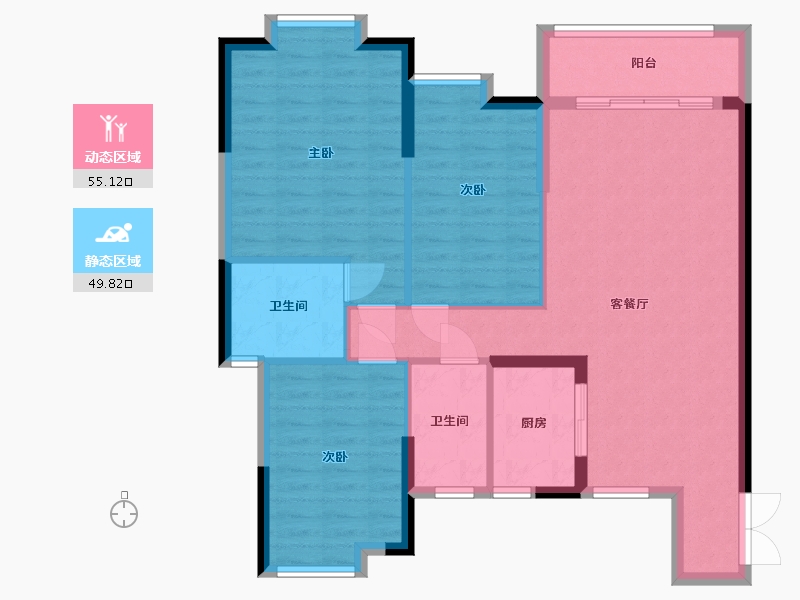 贵州省-贵阳市-鸿基君临天下三期-95.01-户型库-动静分区