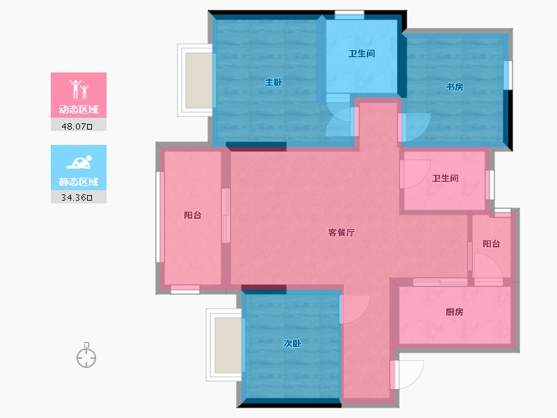 四川省-宜宾市-金叶公园里-72.17-户型库-动静分区