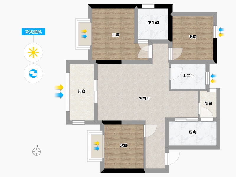 四川省-宜宾市-金叶公园里-72.17-户型库-采光通风