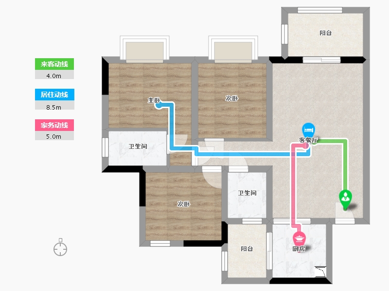 四川省-宜宾市-金叶公园里-74.38-户型库-动静线