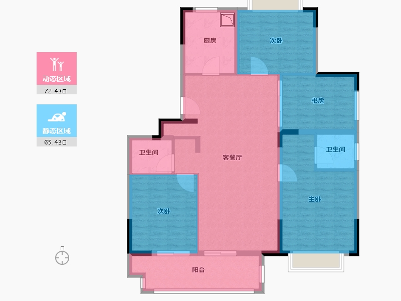 江苏省-无锡市-融创西羲里-125.00-户型库-动静分区