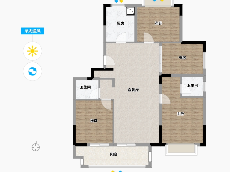 江苏省-无锡市-融创西羲里-125.00-户型库-采光通风